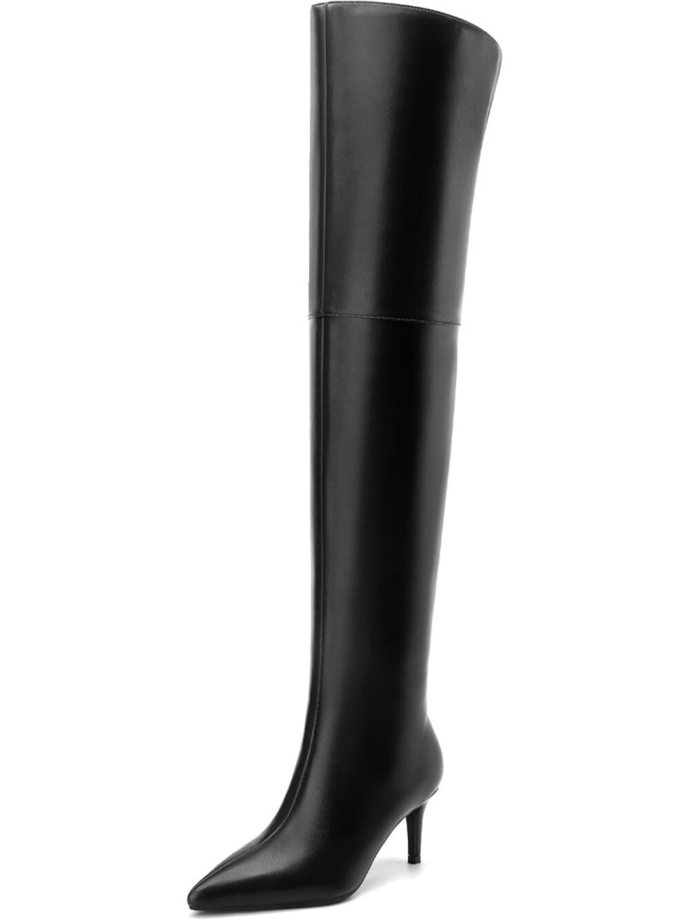 Women's Black Thigh High Boots Over the Knee Pointed Toe Pull On Wide Calf Boots